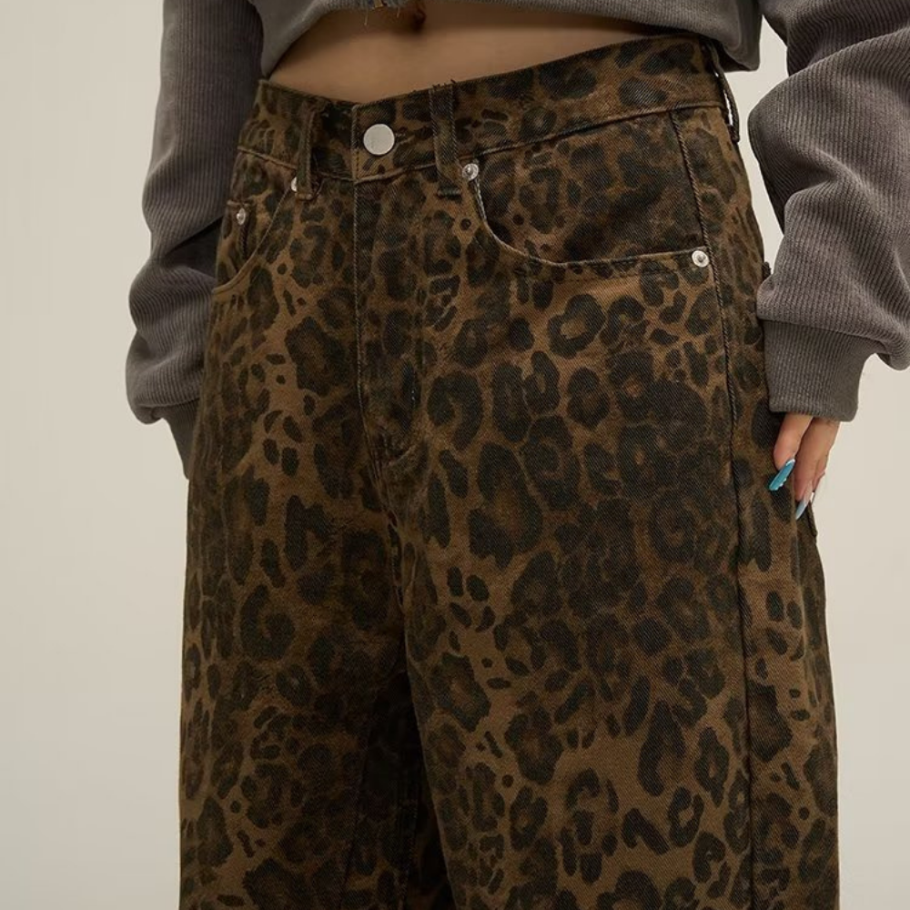 Teenna - Jeans med Leopardtryk