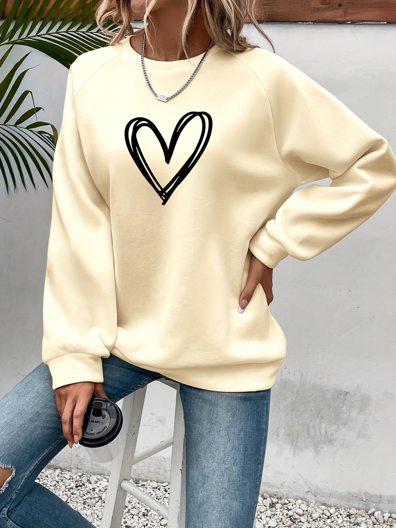 Yara - Hjerte Print Sweatshirt