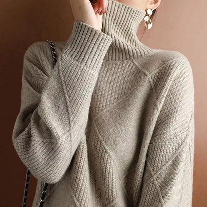 Isabella - Geometric Turtleneck Dame Trøjer