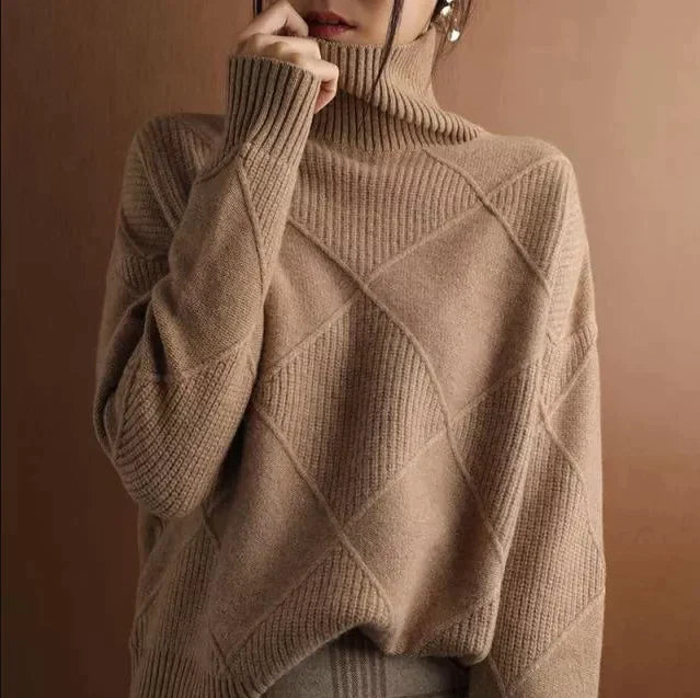 Isabella - Geometric Turtleneck Dame Trøjer