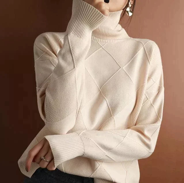 Isabella - Geometric Turtleneck Dame Trøjer