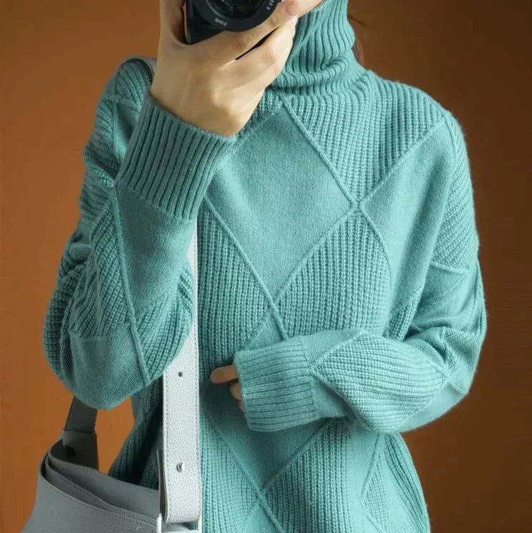 Isabella - Geometric Turtleneck Dame Trøjer