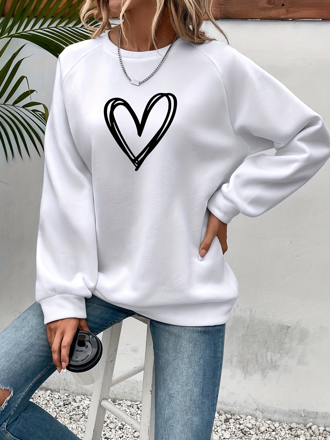 Yara - Hjerte Print Sweatshirt