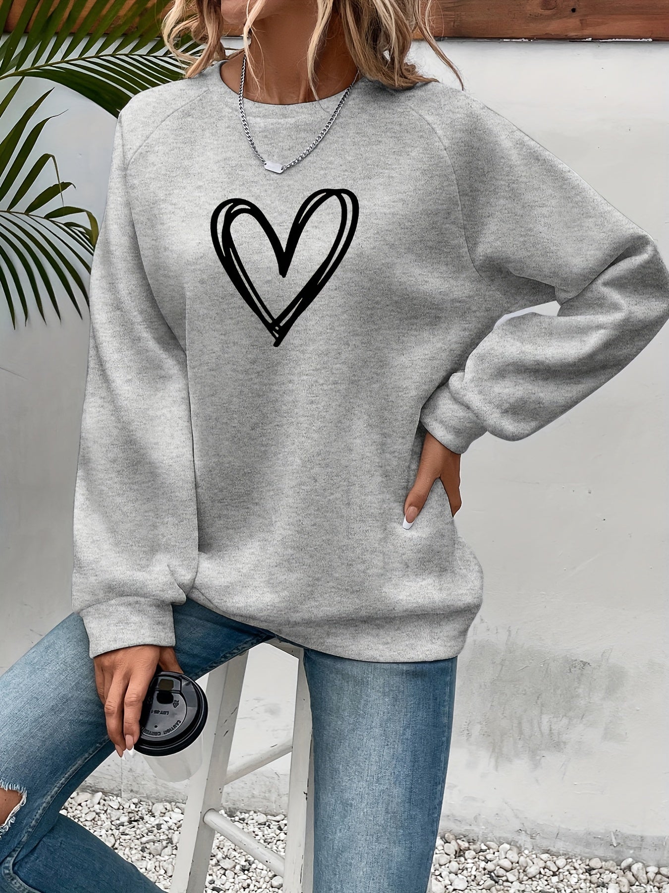 Yara - Hjerte Print Sweatshirt