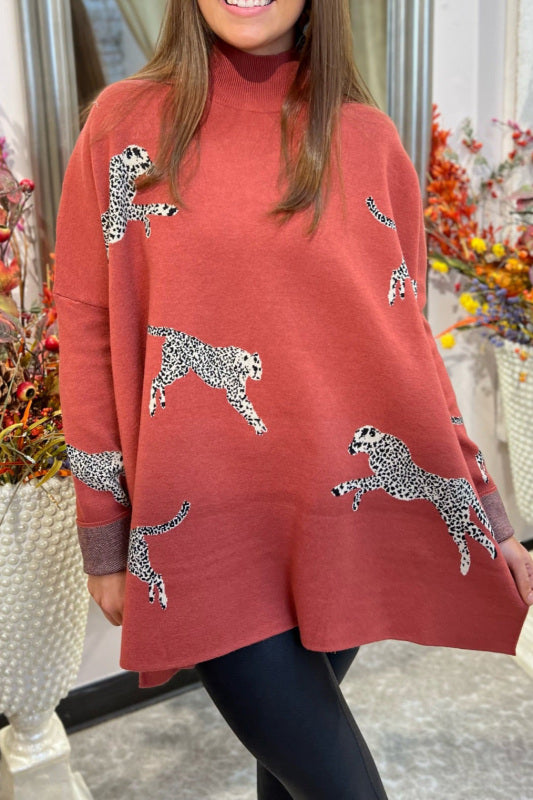 Arden - Langærmet Sweater med Leopardprint