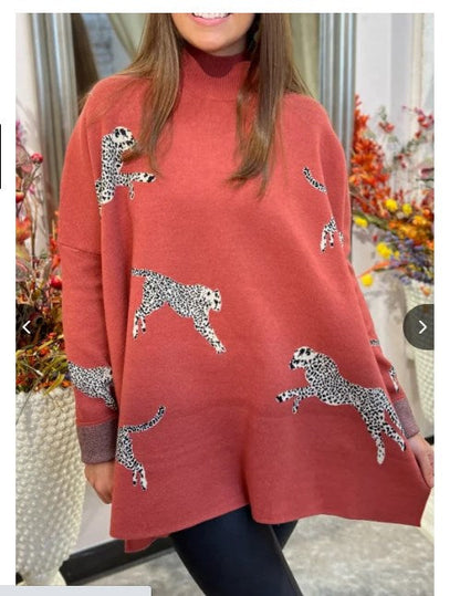 Arden - Langærmet Sweater med Leopardprint