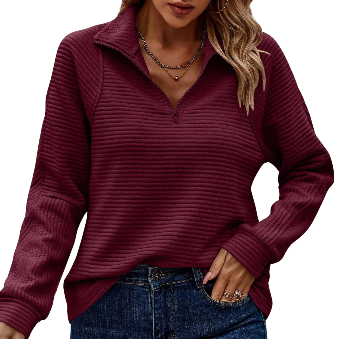 Sara - Casual Ribbet Pullover til kvinder